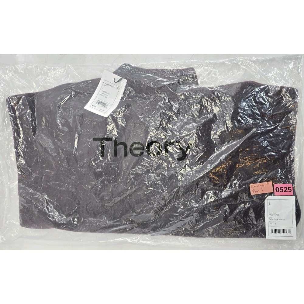 NEW W/TAGS Theory Half-Zip Sweater Cashmere NGK Dark Merlot - Large - MSRP $425